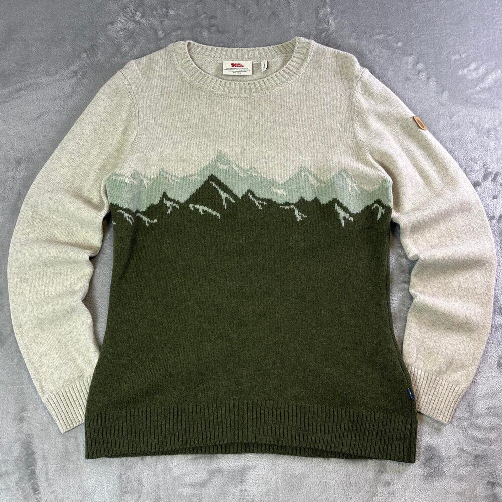 Fjällräven Mountain Graphic Wool Blend Sweater Women’s Medium Outdoor Knit